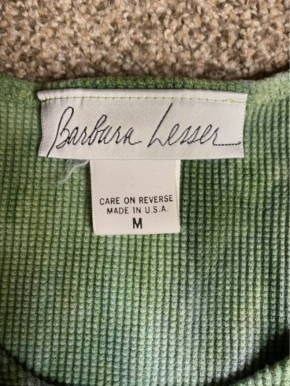 Rare Barbara Lesser Tie-Dye Maxi Dress Made in USA Green Blue Cotton Rayon Women - Picture 2 of 7